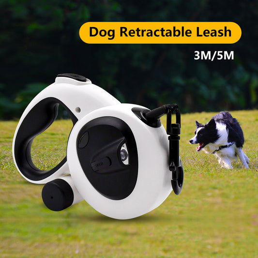 LED Light Up Retractable Dog Leash With Flashlight And Poop Bag Dispenser